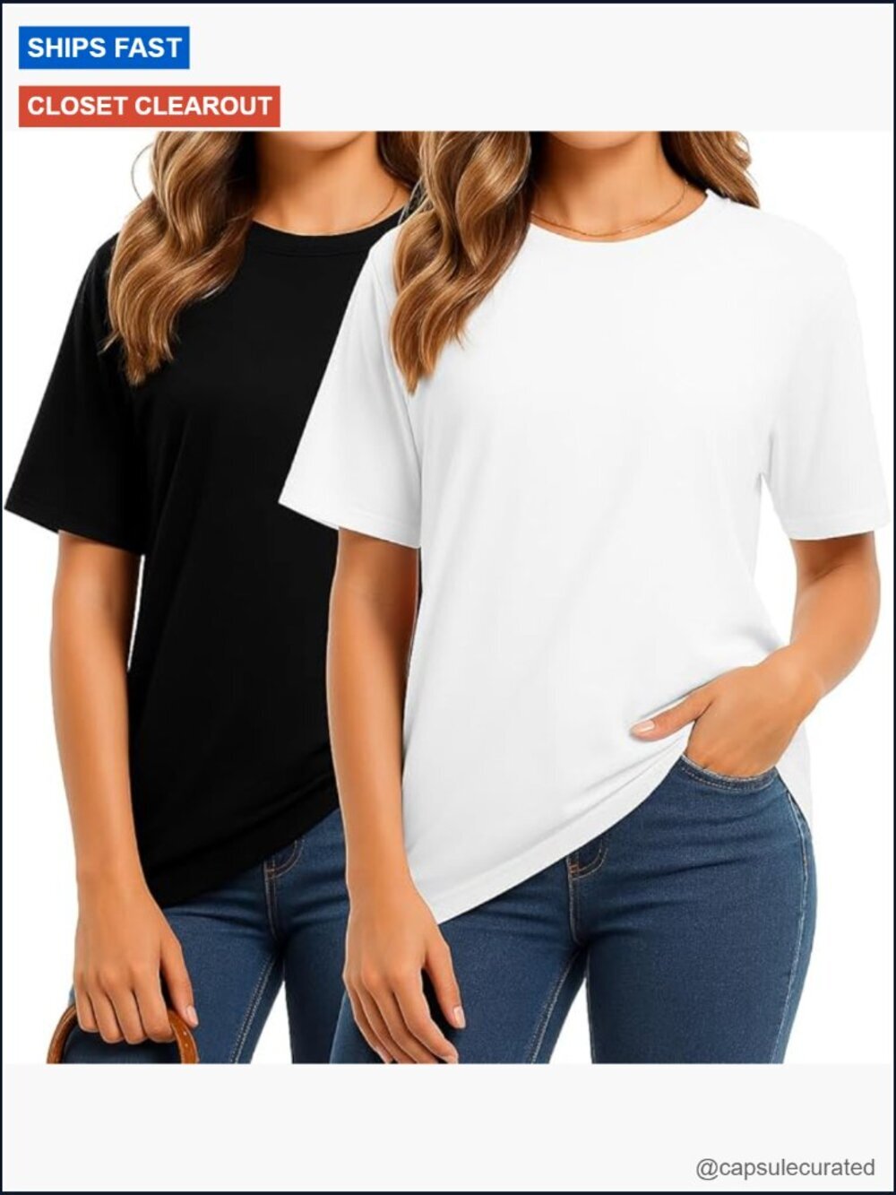 Premium Combed Cotton T-Shirts 2-Pack Crewneck Loose Fit Tops